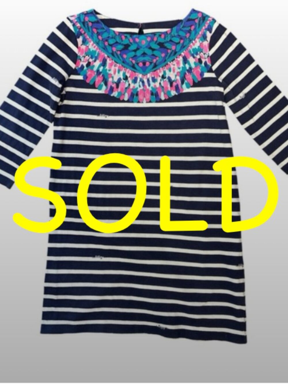 SOLD - Lilly Pulitzer Girls Long‎ Sleeve Blue White Striped Dress